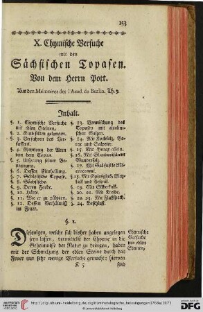 X. Chymische Versuche mit den Sächsischen Topasen