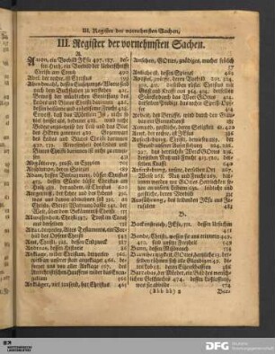 III. Register der vornehmsten Sachen.