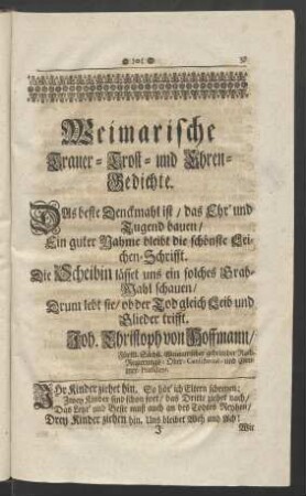 Weimarische Trauer- Trost- und Ehren-Gedichte