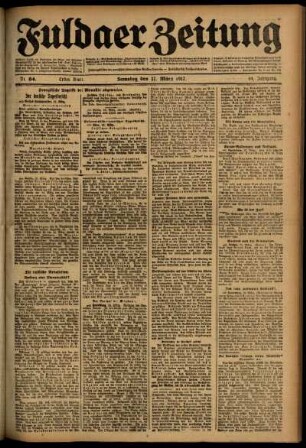 Erste Ausgabe vom Samstag, den 17. März 1917.