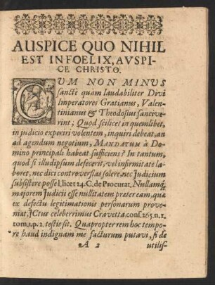 Auspice Quo Nihil Est In Foelix, Auspice Christo.