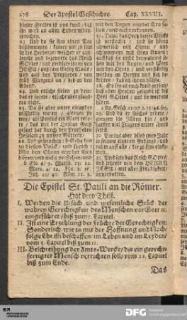 Die Epistel St. Pauli an die Römer.