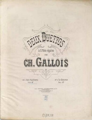 Deux duettos : à 2 voix égales, 1. Les papillons
