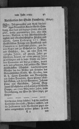 Ratification der Stadt Hamburg.