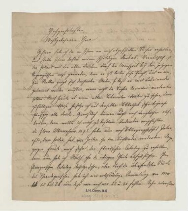 Brief von Georg Franz Burkhard Kloss an Joseph Heller