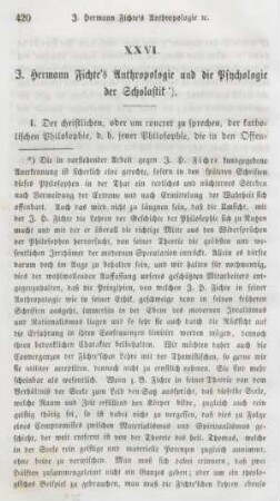 420-433 J. Hermann Fichte's Anthropologie und die Psychologie der Scholastik