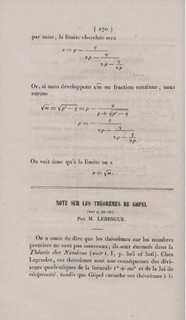 Note sur les théorèmes de Göpel