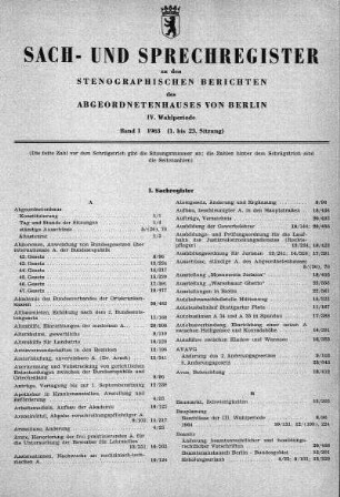 Sach- und Sprechregister