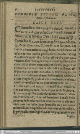 Caput XXVI. Comoediae Etymon, Origo, Aetates, Genera