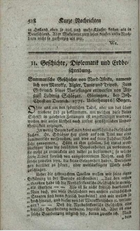 Summarische Geschichte von Nord-Afrika, namentlich von Marokko, Algier, Tunis und Tripoli.