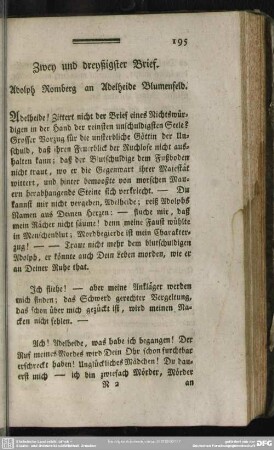 Zwey und dreyßigster Brief. Adolph Romberg an Adelheide Blumenfeld