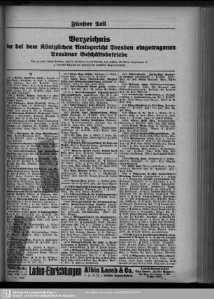 Handelsregister : Verzeichnis der bei dem königlichen Amtsgericht Dresden eingetragenen Dresdner Geschäftsbetriebe