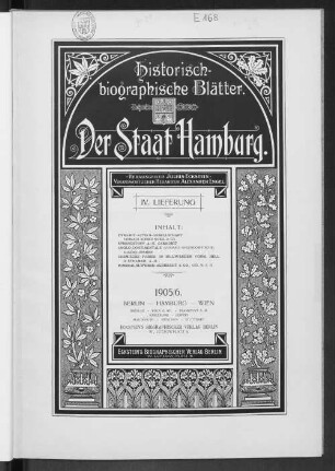 Bd. 7, Lfg. 4: Historisch-biographische Blätter, Band 7, Lieferung 4 : der Staat Hamburg
