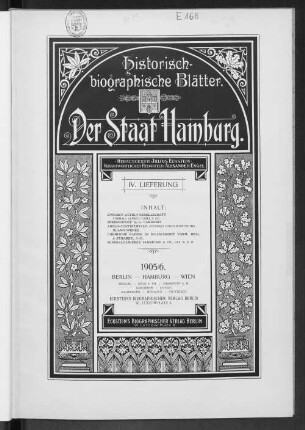 Bd. 7, Lfg. 4: Historisch-biographische Blätter, Band 7, Lieferung 4 : der Staat Hamburg