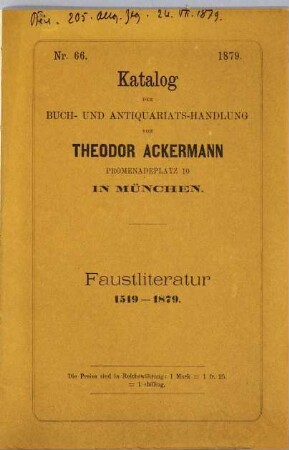 Faustliteratur 1519 - 1879