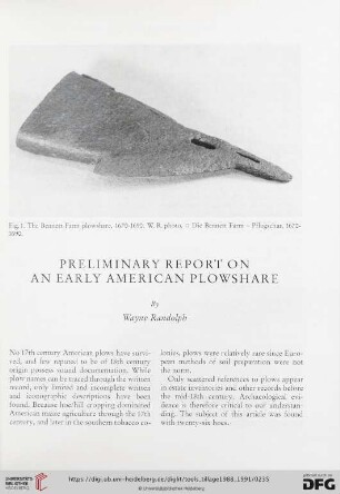 Preliminary report on an early American plowshare