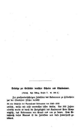 Beiträge zur Geschichte deutscher Schulen und Schulmänner