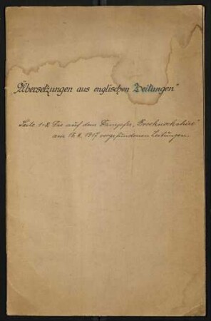 Sammlung von Zeitungsausschnitte der S.M.H. Möwe