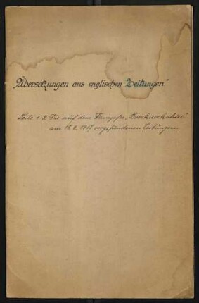 Sammlung von Zeitungsausschnitte der S.M.H. Möwe