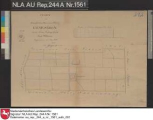 Lage des königlichen Domänenplatzes Königskron in der Enno-Ludwigs-Grode nahe NEUFUNNIXSIEL Kolorierte Zeichnung von Geometer A. Jürgens Papier Format 57,0x40,0 M 1:2.510