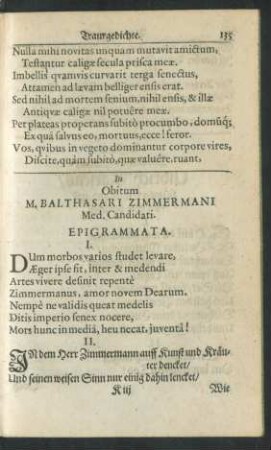 In Obitum M. Balthasari Zimmermani ...