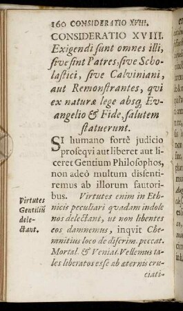 Consideratio XVIII. Exigendi sunt omnes illi, sive sint Patres, sive Scholastici, sive Calviniani [...]