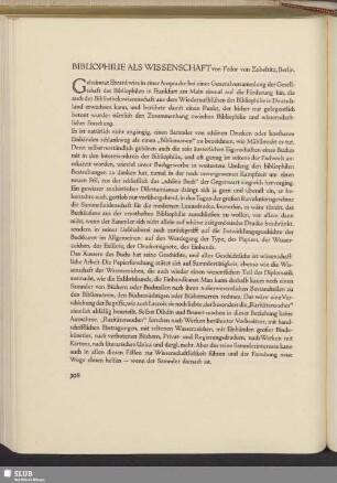 Bibliophilie Als Wissenschaft
