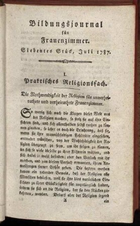 Siebentes Stück, Juli 1787