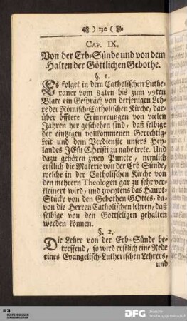 Cap. IX. Von der Erb-Sünde und von dem Halten der Göttlichen Gebothe.