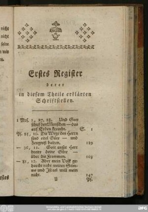 Erstes Register derer in diesem Theile erklärten Schriftstellen.