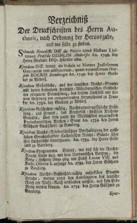Verzeichniß Der Druckschriften des Herrn ...