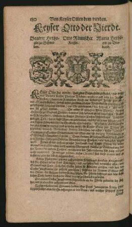 Wappen. Beatrix Hertzogin zu Schwaben. und Otto Römischer Keyser. und Maria Hertzogin zu Braband.