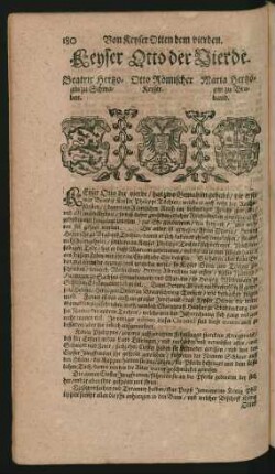 Wappen. Beatrix Hertzogin zu Schwaben. und Otto Römischer Keyser. und Maria Hertzogin zu Braband.