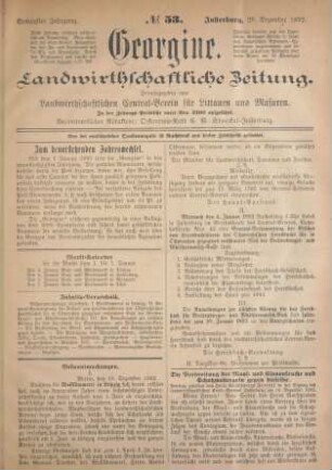 Sechzigster Jahrgang. No. 53. Insterburg, 29. Dezember 1892.