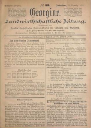 Sechzigster Jahrgang. No. 53. Insterburg, 29. Dezember 1892.