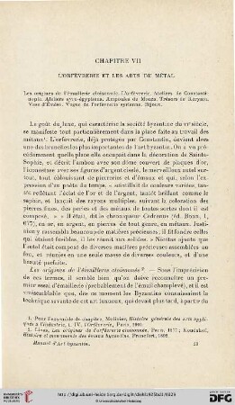Chapitre VII: L’Orfèvrerie et les Arts du métal