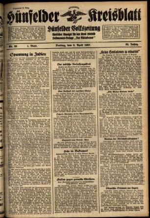 Erste Ausgabe vom Freitag, den 02. April 1937.