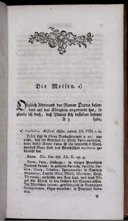 Die Meisen. [Abb. siehe Paginierung]