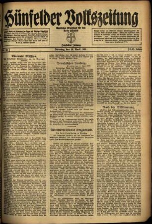 Ausgabe vom Dienstag, den 12. April 1921.