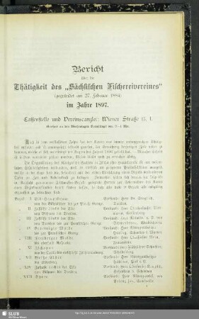Bericht über die Thätigkeit des "Sächsischen ...
