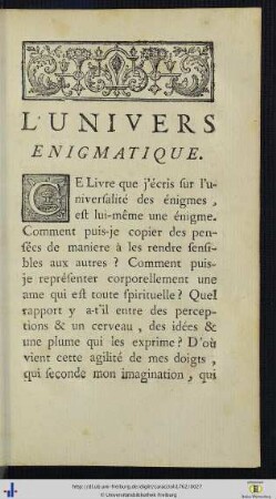 L‘univers énigmatique.