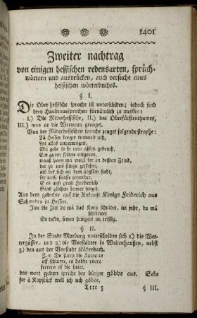 Zweiter nachtrag von einigen hessischen redensarten, sprüchwörtern und ausdrücken, auch versuche eines hessischen wörterbuches