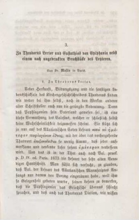569-582 Zu Theodorus Lector und Eustathios von Epiphania nebst einem noch ungedruckten Bruchstücke des Letztern