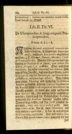 Tit. VI. De Usucapionibus & longi temporis Praescriptionibus.