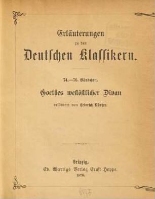 Goethes Westöstlicher Divan