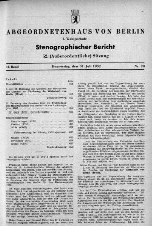 Nr. 20 (52), 31. Juli 1952