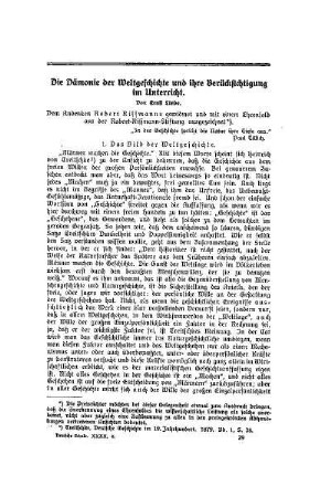 Die Dämonie der Weltgeschichte und ihre Berücksichtigung im Unterricht