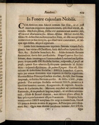 109-116, In Funere cujusdam Nobilis; ...