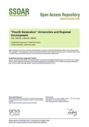 "Fourth Generation" Universities and Regional Development