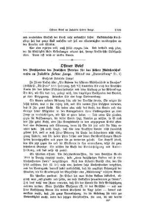 Offener Brief : des Vorsitzenden des Deutschen Vereins für das höhere Mädchenschulwesen an Fräulein Helene Lange ; (Abdruck aus "Frauenbildung" Nr. 5)